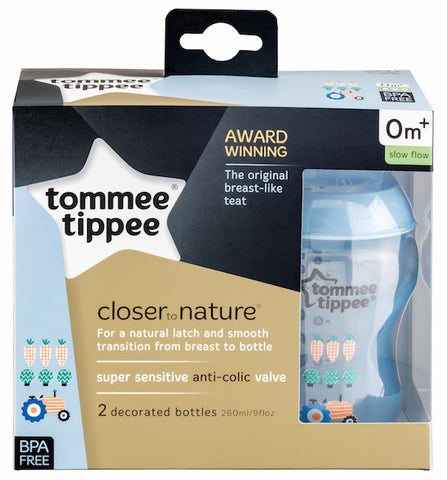 Tommee Tippee HK PP Tinted Deco Bottle 260ml Blue Twin-Pk